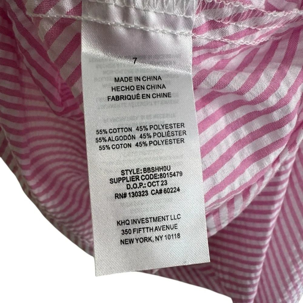Blueberi Boulevard Pink White Stripes Big Bow Dress Girls Size 7 NWT